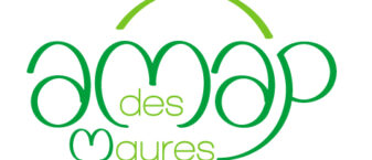 logo officiel de l'association, tonalités de vert, textes uniquement du titre de l'association, avec une police arrondie représentant les paniers de l'amap