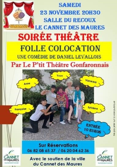 Soirée théâtre avec Le P&#039;tit théâtre gonfaronnais &quot;Folle colocation&quot;